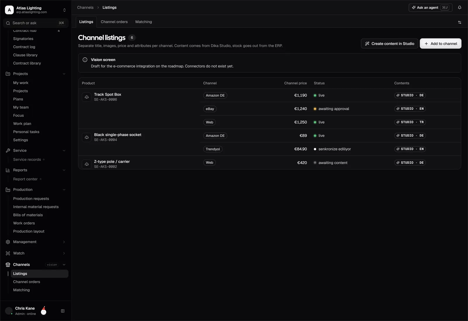 E-commerce e canali in Dika Ops