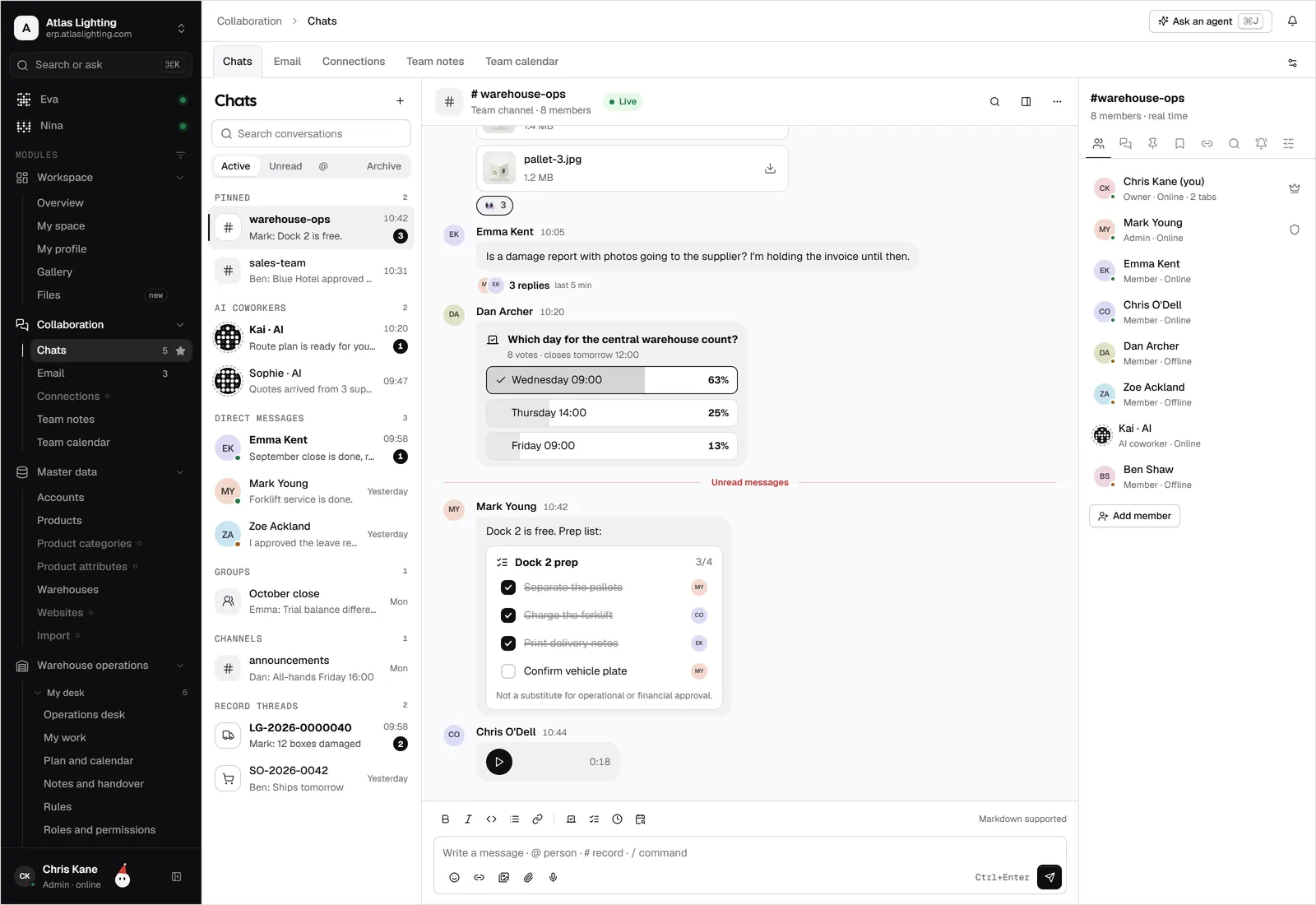 Chat an jedem Datensatz